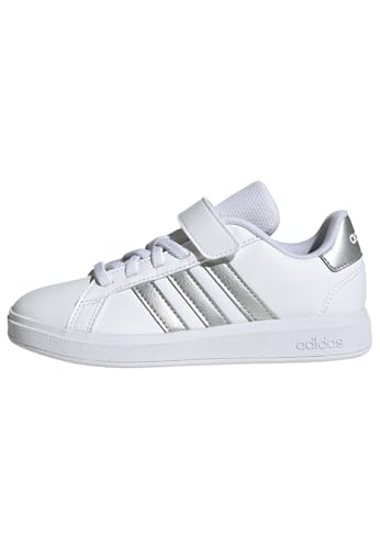 adidas Grand Court 2.0 Shoes Children, Scarpe da Tennis, Cloud White/Matte Silver/Cloud White, 30 EU