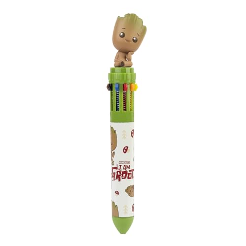 Grupo Erik: Penna Multicolore Marvel Groot | Penna Baby Groot a 10 colori, Penna a sfera retrattile con 10 colori, Baby