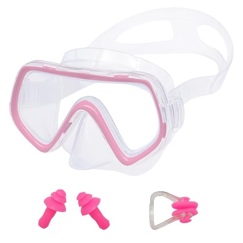 DKDDSSS Maschera Snorkeling Unisex Bambini, 180° Occhialini da Sub per Bambini con Tappi per Le Orecchie e Clip per Il