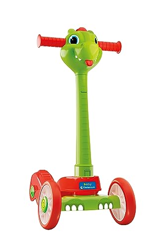 Baby Clementoni - Baby Dragon Push Scooter, Monopattino Bambino, 2-4 Anni, con 3 Ruote, Utilizzabile Dentro e Fuori