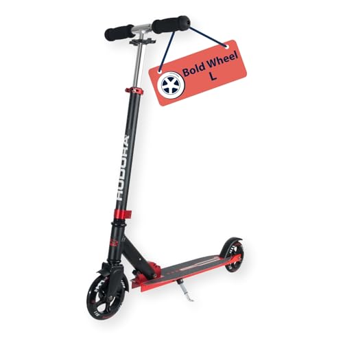 HUDORA Bold Wheel L - Monopattino di qualità in alluminio - Monopattino da città pieghevole con cavalletto -