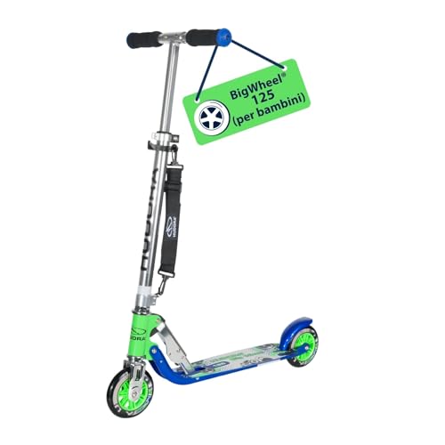 Hudora 14753, Monopattino Big Wheel 125, Blu/Verde, Esclusivo Amazon