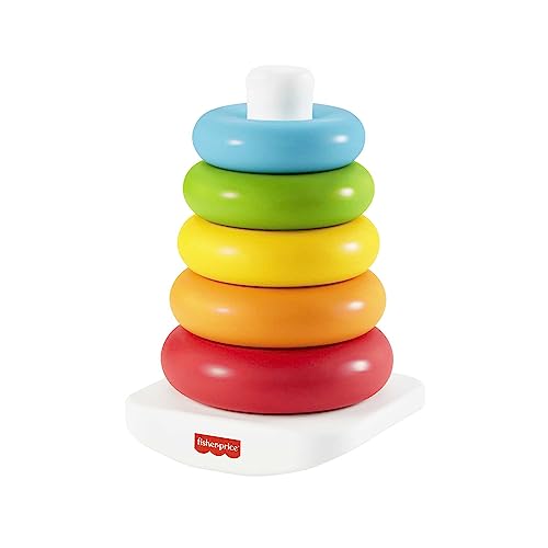 Fisher-Price - Piramide 5 Anelli, gioco con base oscillante al tocco e 5 anelli colorati impilabili, realizzato con