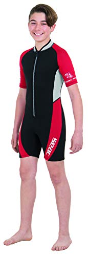 SEAC Ciao, Muta Corta, Neoprene 2.5 mm per Snorkeling, Subacquea e altre Attività in Acqua Unisex Bambini, Nero/Rosso,