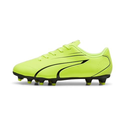 PUMA Vitoria FG/AG Jr, Soccer Shoe, Electric Lime Black, 38.5 EU