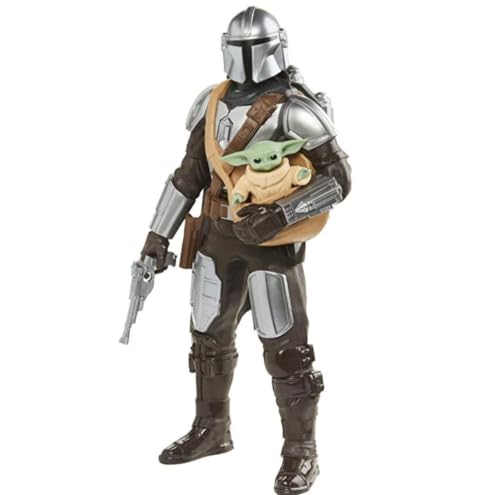 Hasbro Star Wars Galactic Action, action figure elettroniche interattive del Mandaloriano e di Grogu da 30 cm,