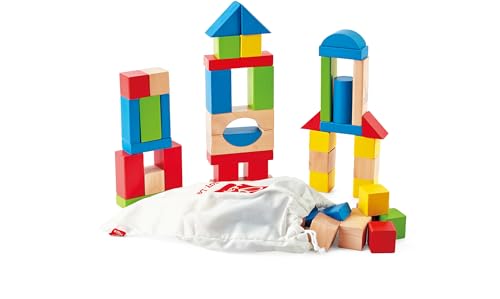 Maple Blocks Kids Wooden Building Blocks by Hape , Stacking Wooden Block Educational Toy Set for Toddlers, 50 Brightly