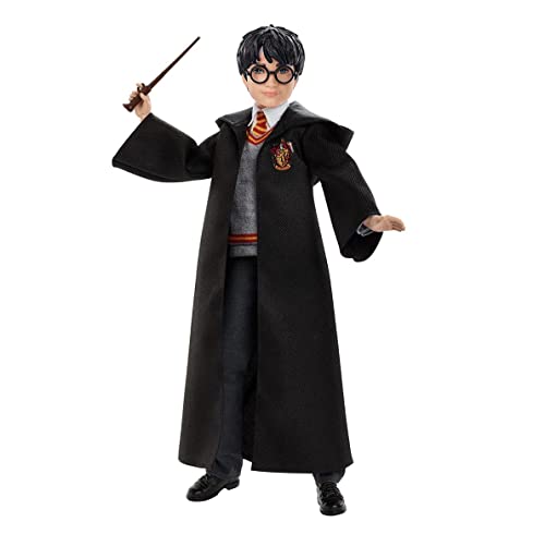 Mattel Harry Potter - Harry Potter, personaggio da collezionare alto 25 cm, con uniforme di Hogwarts, morbido mantello