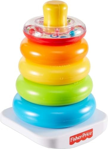 Fisher-Price, Piramide 5 Anelli, con Anelli Colorati e Base Oscillante, Giocattolo Impilabile Classico per Bambini