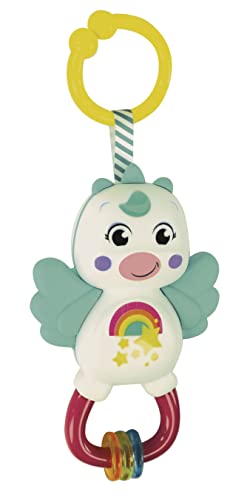 Clementoni- Little Unicorn Rattle-Sonaglio Neonato con Massaggiagengive, Giocattolo Bambini 3 Mesi, Rafforza Le