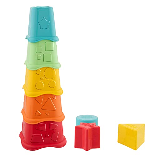 Chicco Tazze Impilabili 2in1 Eco+ Gioco Impilabile e Forme Incastri, 5 Tazze di Dimensioni Diverse e 5 Forme Colorate,