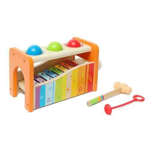 Hape Pound & Tap Bench with Slide-Out Xylophone by Hape , Award-Winning Durable Wooden Musical Pounding Toy for