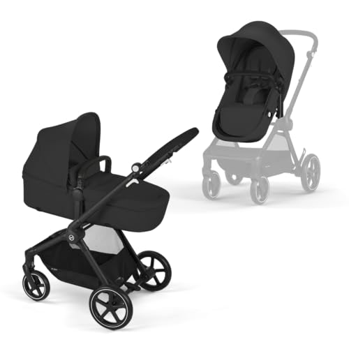 CYBEX Gold Passeggino 2-in-1 EOS, Sistema da Viaggio, Dalla Nascita fino a 22 kg (circa 4 Anni), Moon Black