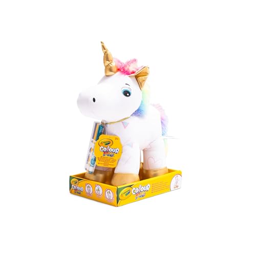 CRAYOLA Colour Me Plush, Peluche Colorabile con 3 Pennarelli, Soggetto Unicorno, attività Creativa e Regalo per