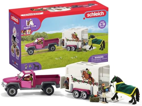 schleich 42346 Pick-up con rimorchio per cavalli, da 3 anni, FARM WORLD - Playset, 38 pezzi