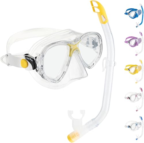 Cressi Combo Set Marea Vip Jr, Set composto da Maschera Marea Jr e Snorkel Top Unisex Bambino, Trasparente/Giallo,