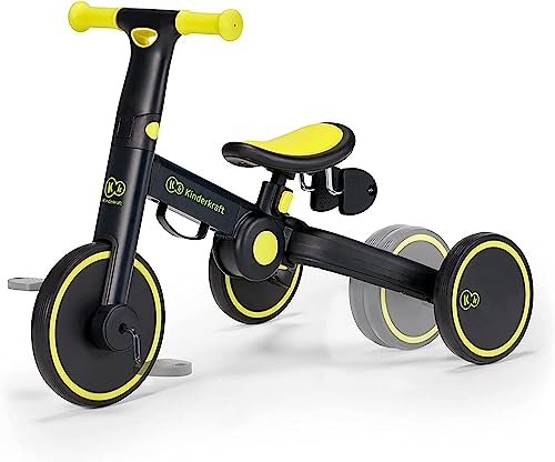 Kinderkraft Triciclo 3in1 4TRIKE, Mini bici, Carrello, Sella regolabile, Pieghevole, da 12 mesi a 5 anni, Nero