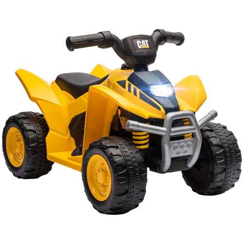 AIYAPLAY Quad Elettrico per Bambini 18-36 Mesi 6V Licenza Caterpillar con Clacson e Fari, Moto a 4 Ruote in PP e