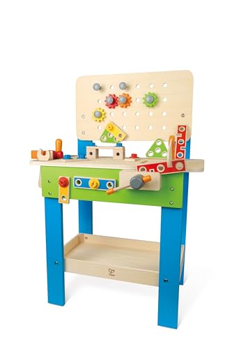 Hape Master Workbench , Award-Winning Kid's Wooden Tool Bench Toy Pretend Play Creative Building Set, Height Adjustable