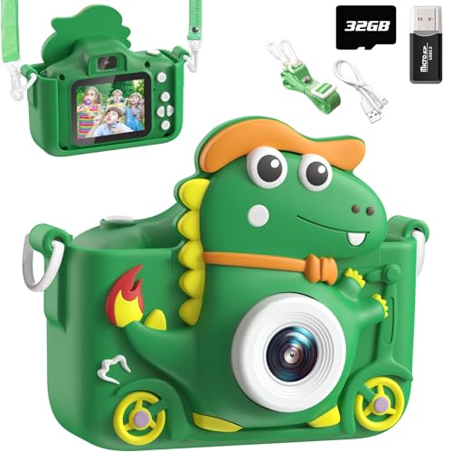 Macchina Fotografica Bambini Dinosauro, 2' 1080P Fotocamera Bambini, HD Selfie Fotocamera