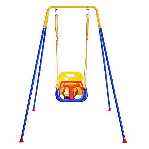 FUNLIO 3-in-1 Altalena da Giardino per Bambini & 4 Sacchi di Sabbia, Giochi per Neonato da Interno/Esterno, Supporto in