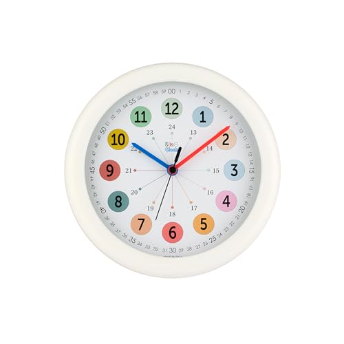 Orologio da Parete Educativo, Didattico, Bambini per Imparare L'ora, Colorato e Silenzioso,Diametro 23 CM, Cassa in