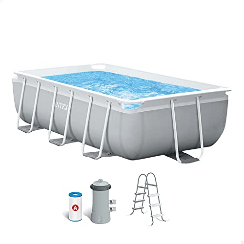 Intex 26784NP – Piscina Fuori Terra Prisma Frame Rettangolare, Pompa Filtro 2006 L/h, Scaletta, 3539 L, Acciaio e PVC,