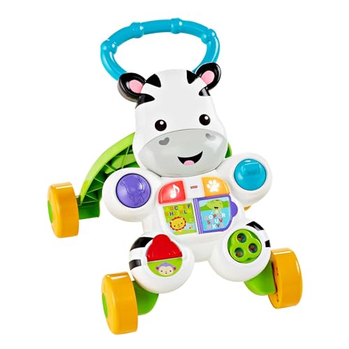 Fisher-Price Zebra Primi Passi Spingibile, Giocattolo Elettronico Educativo con Musica e Suoni, per Camminare, per