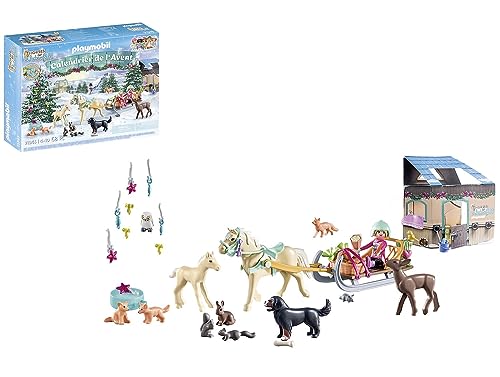 PLAYMOBIL Calendario dell'Avvento 71345 Viaggio di Natale in Slitta, Giocattolo per