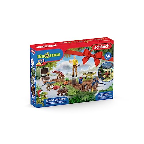 SCHLEICH 98984 Calendario dell'Avvento 2023 DINOSAURI, da 5 anni, DINOSAURS - Playset, 24 pezzi