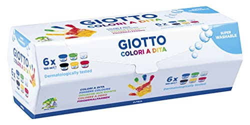 Giotto Colori A Dita - Confezione Da 6 Tempere A Dita, Multicolore, ‎27 x 12 x 10 cm 891 grammi