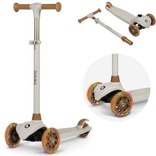 Lionelo Jessy Monopattino Evolutivo per Bambini 3+ anni fino a 50kg Scooter con ruote LED Pedana antiscivolo Freno