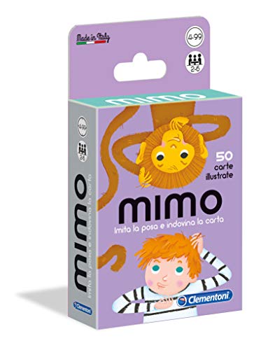 Clementoni - Mimo, Mazzo di 50 Carte per Imitare Pose e Indovinare l'Azione, per Bambini dai 4 Anni in Su e Tutta la