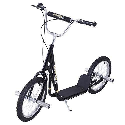 HOMCOM Premium Monopattino Scooter a rotelle 16 pollici Cityroller per bambini e ragazzi, nero