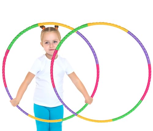 UQTUKO Hula Hoop Bambini, 2 Pezzi Colorati Hula Hoop per Bambina 8 sezioni Staccabili e Regolabili Hoola Hoop per