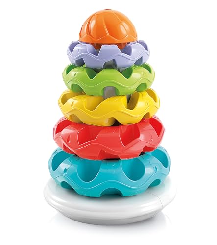 Baby Clementoni - Stacking Rings, Anelli Impilabili, Torre di 5 Anellini, Bambini 6-36 Mesi, Gioco Prima Infanzia Made