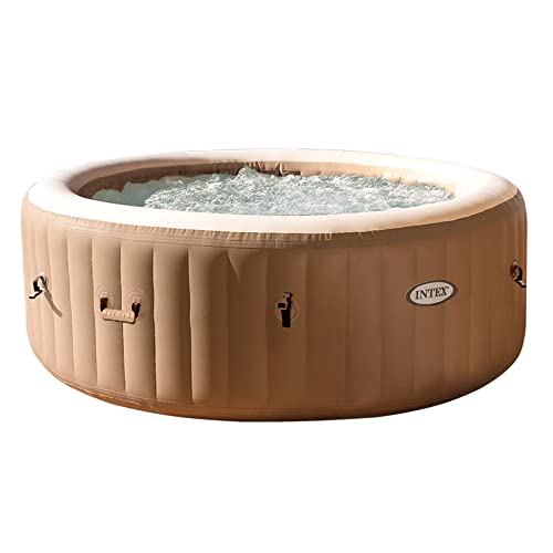 Intex 28426EX - PureSpa Vasca Idromassaggio Gonfiabile Bubble Massage, 4 posti, 120 Getti, Riscaldatore, PVC, Beige,