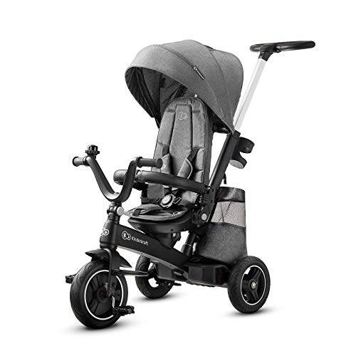 kk Kinderkraft Triciclo EASYTWIST, Passeggino con Maniglione, Sedia Girevole 360 Gradi, per Bambini da 9 Mesi fino a 5