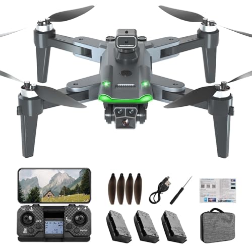 HYTOBP S166 Drone con Telecamera 4K Professionale per Adulti Principianti, Drone GPS con 3 Telecamere, Quadricottero RC