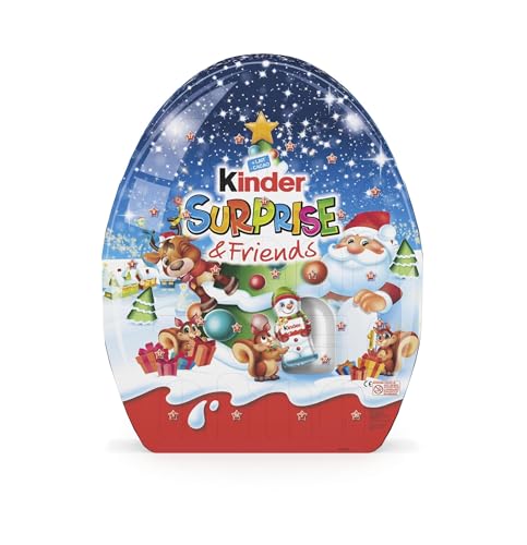 Kinder Surprise & Friends - Calendario Avvento 2024, 31 Cioccolatini Assortiti con Cioccolato al Latte Kinder, Senza