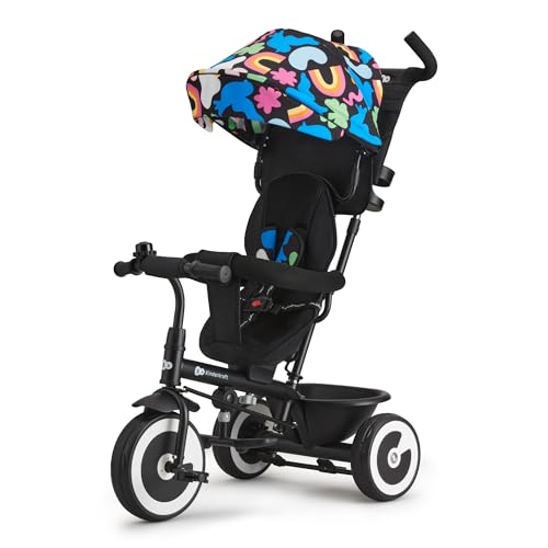 Kinderkraft ASTON Triciclo bambini dai 9 Mesi fino 25 kg, Passeggino con Maniglione regolabile, Bici, Sedile girevole