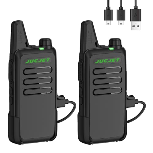 JUCJET T20 Radio Ricaricabile per Adulti, Mini Walkie Talkie da Esterno con 16 Canali, VOX Squelch, PMR446 Radio