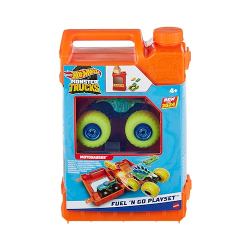 Hot Wheels Monster Trucks - Fai Il Pieno e Vai, playset con Pista trasformabile in Arena per acrobazie, Include Un