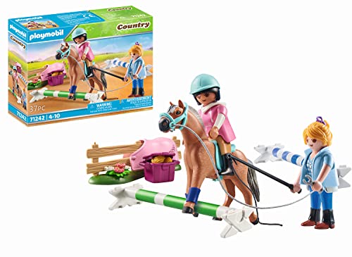 PLAYMOBIL Country 71242 Lezioni di Equitazione, istruttrice di Equitazione e Ostacoli per Il maneggio, Giochi per