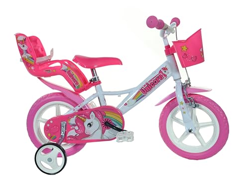 Dino Bikes Unicorno 12' Bicicletta, 30,5 cm Bambina, Bianco e Rosa