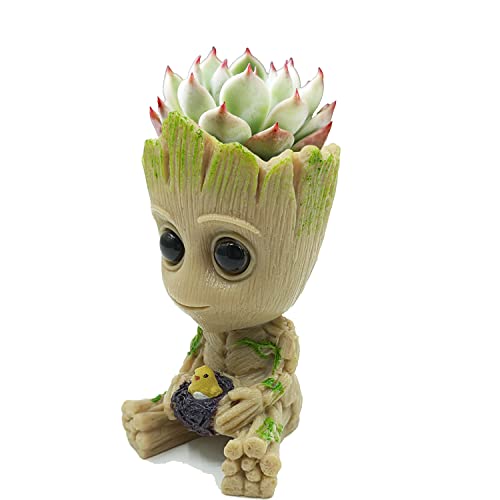 GTLAOGS Baby Groot Treeman - Vaso da fiori con foro di drenaggio, per piante e portapenne, piante da giardino, balcone,