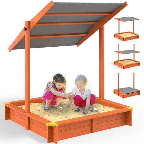 Spielwerk Sabbiera con Tetto 140x140cm Protezione UV 50 Legno Ecologico Sandbox per Bambini Gioco Esterno Playhouse