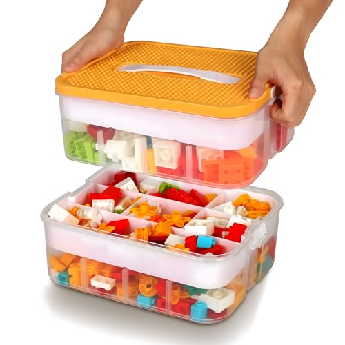 WillingHeart Contenitore per Lego Bricks Plastica con Coperchio Scatole Organizer Impilabili Contenitori Giochi Bambini