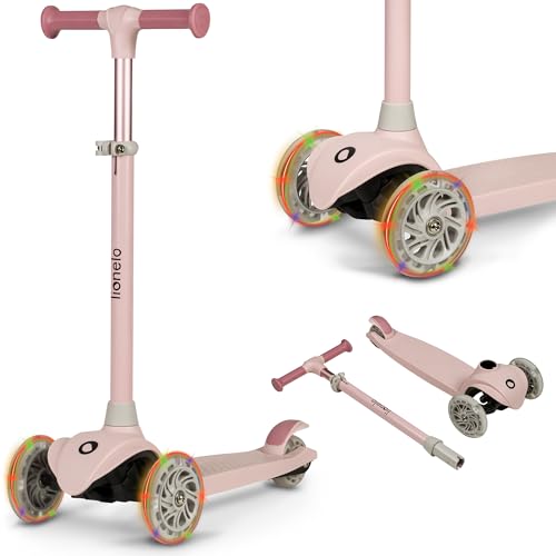 Lionelo Jessy Monopattino Evolutivo per Bambini 3+ anni fino a 50kg Scooter con ruote LED Pedana antiscivolo Freno