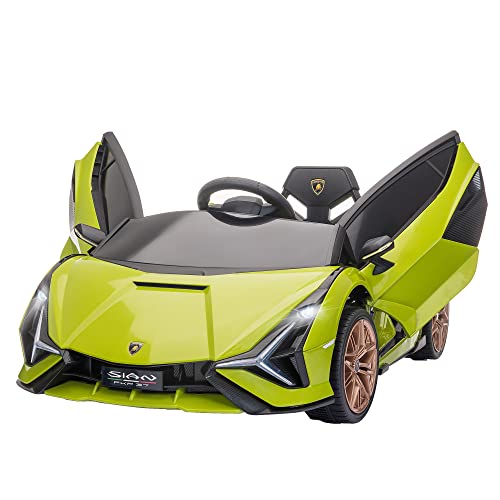 HOMCOM Lamborghini Macchina Elettrica per Bambini 12V con Fari e Musica, Telecomando e Velocità 3-5km/h, Età 3-5 Anni,